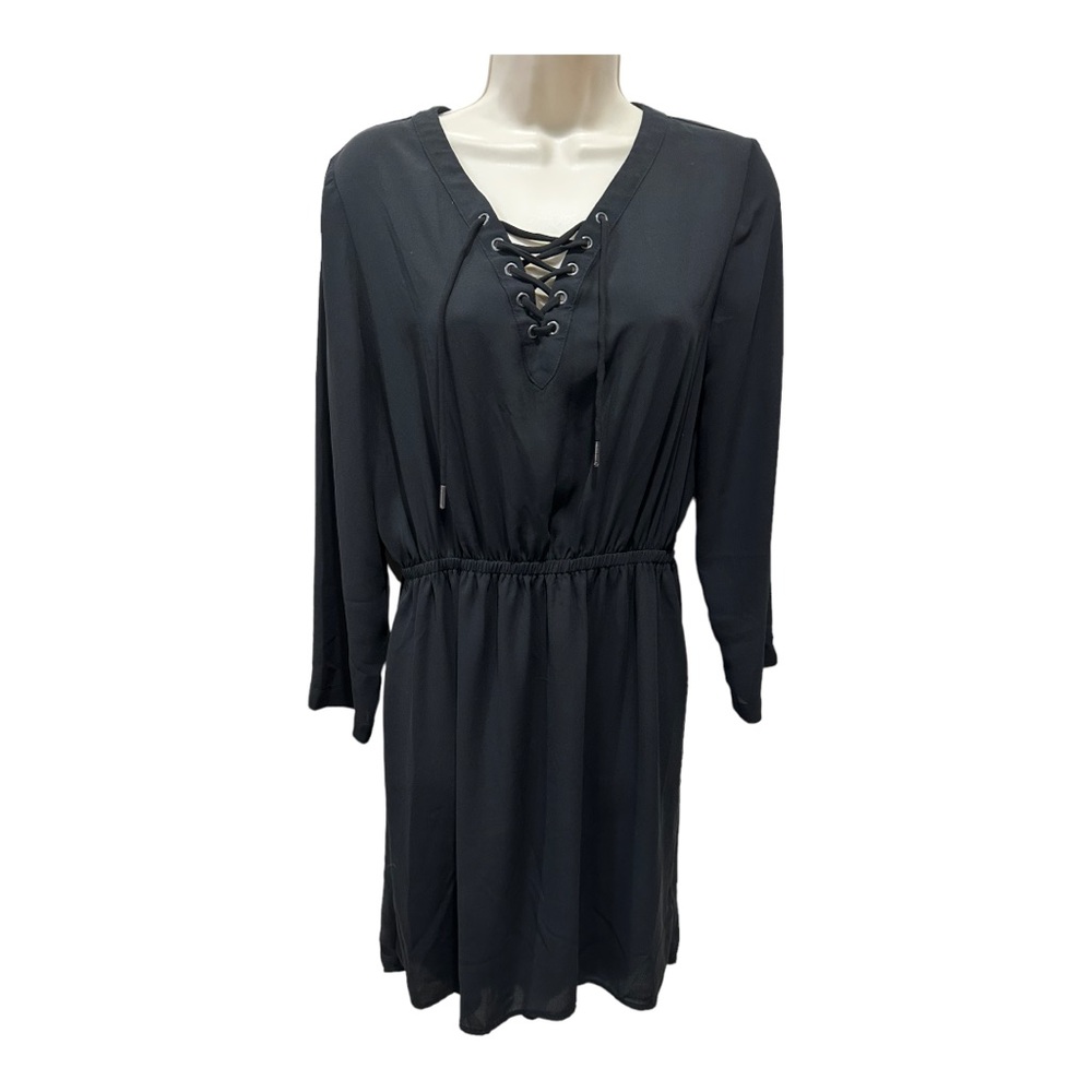 ⭐️ Black lace V-neck dress / Midi / Size S / A-line / adjustable sleeves ⭐️